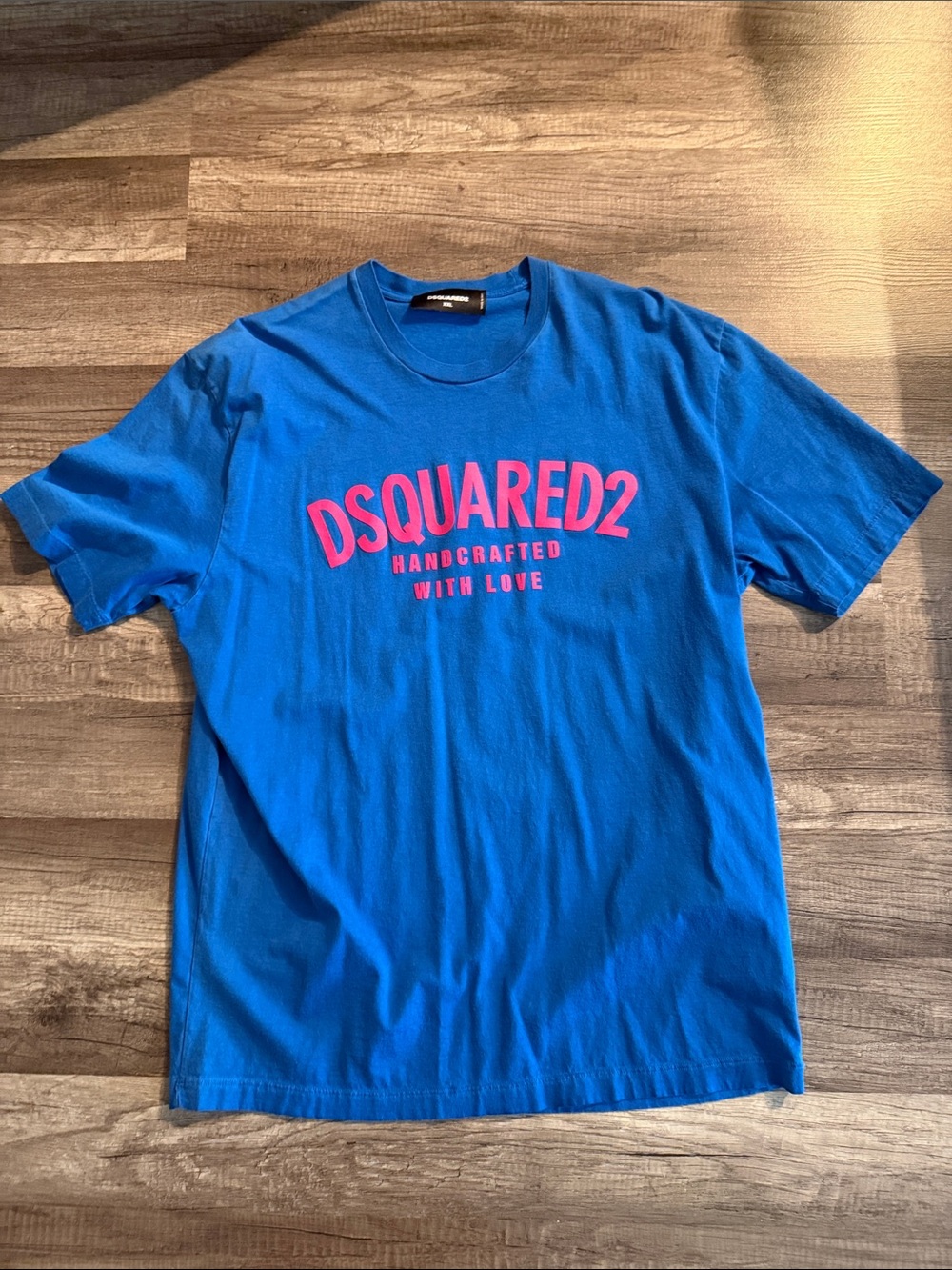 DSQUARED2 Bright Blue T-Shirt with Pink Logo